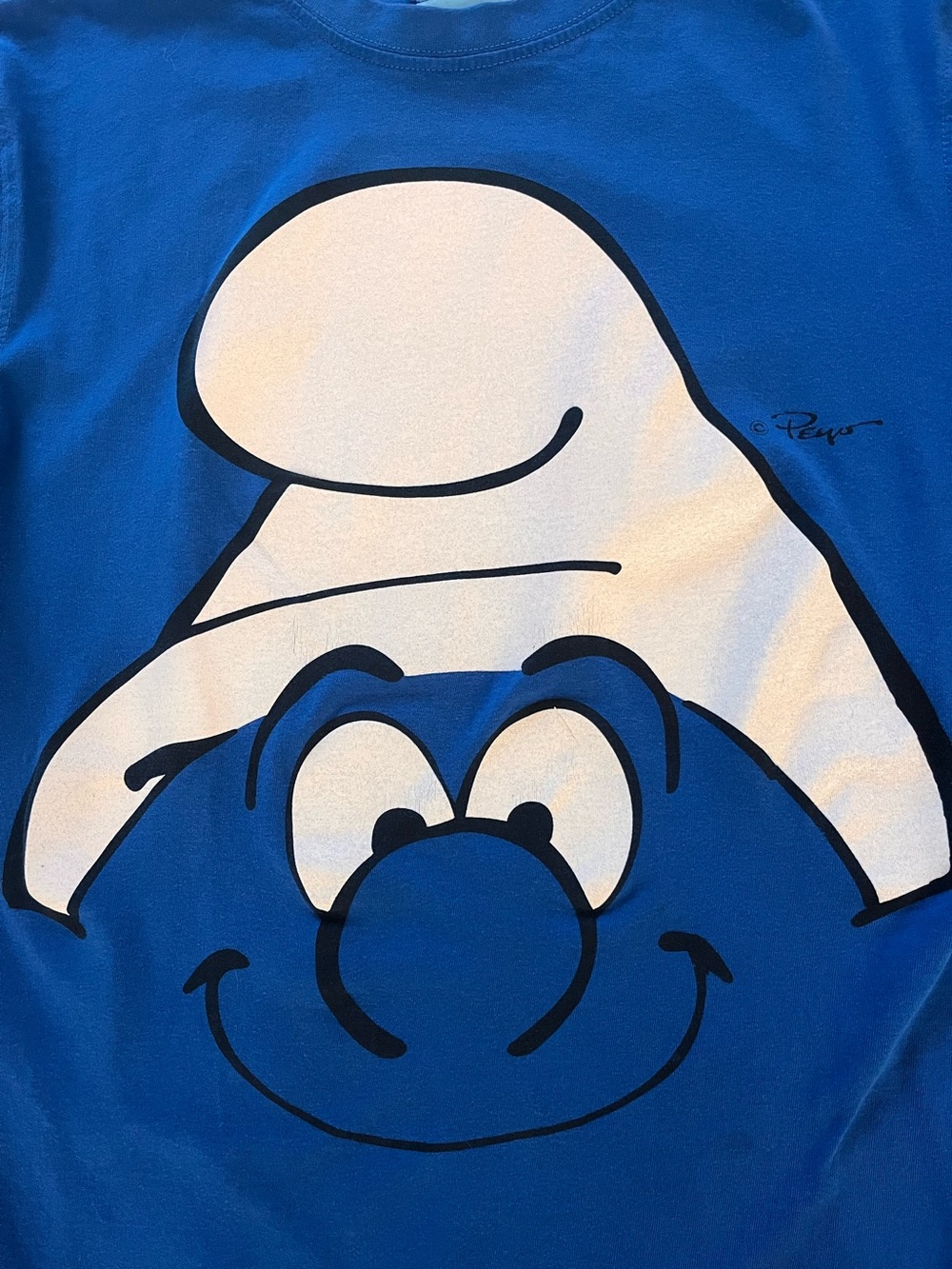 Smurf Graphic Tee in Bright Blue with White Hat